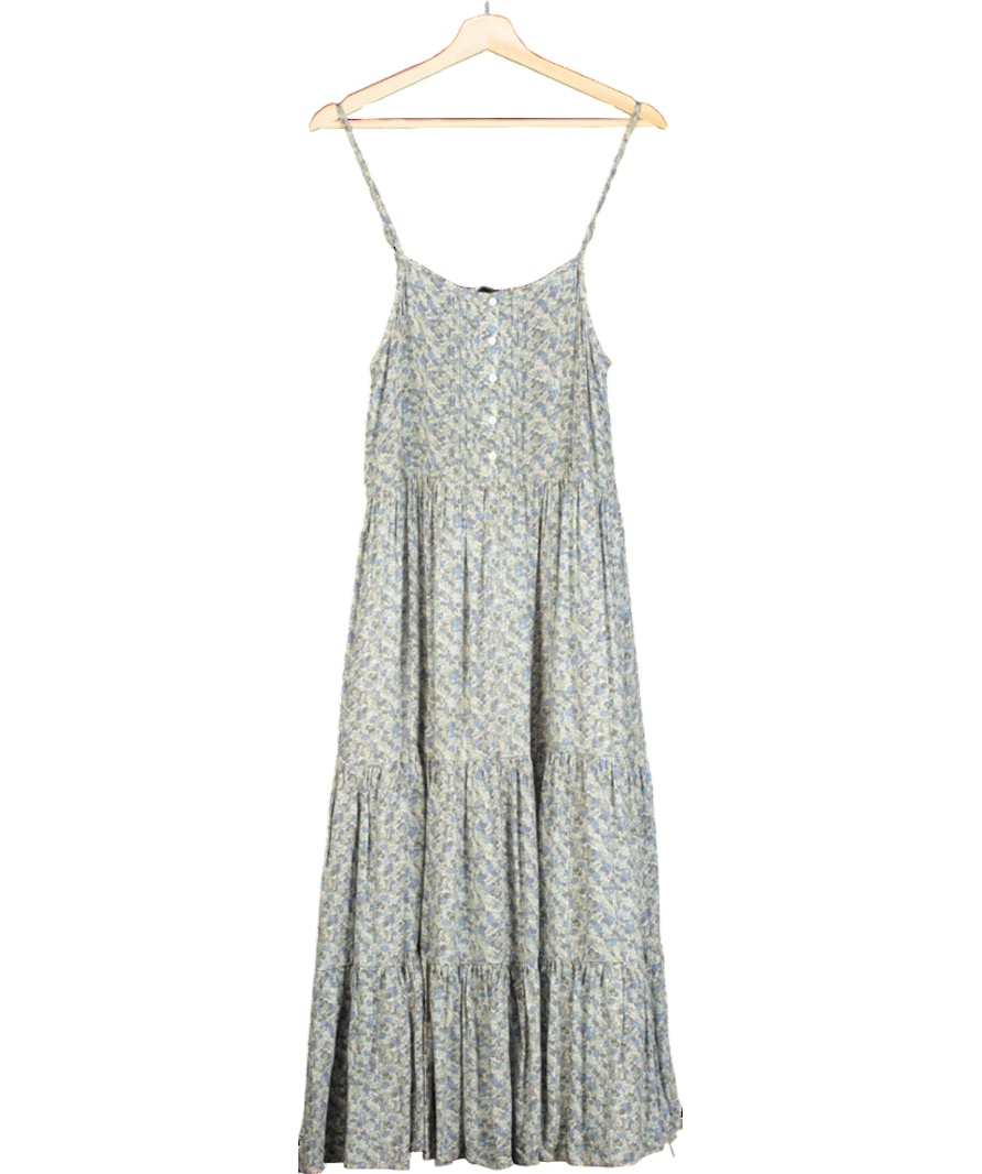 & Other Stories Green Strappy Floral Midi Dress UK S