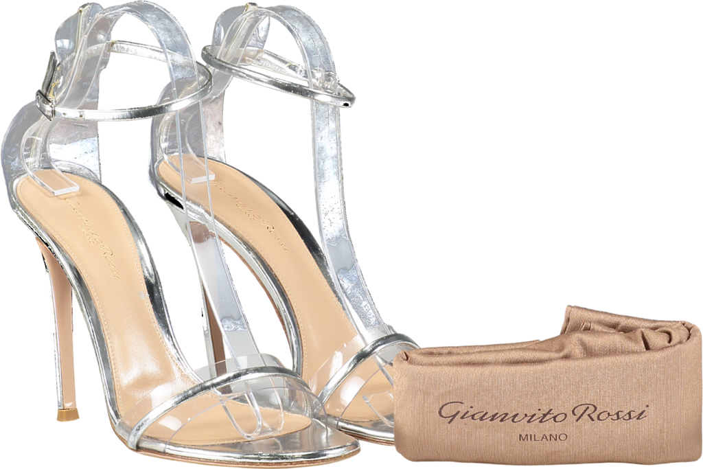 Gianvito Rossi Plexi Metallic Sandal In Silver UK 6 EU 39 👠