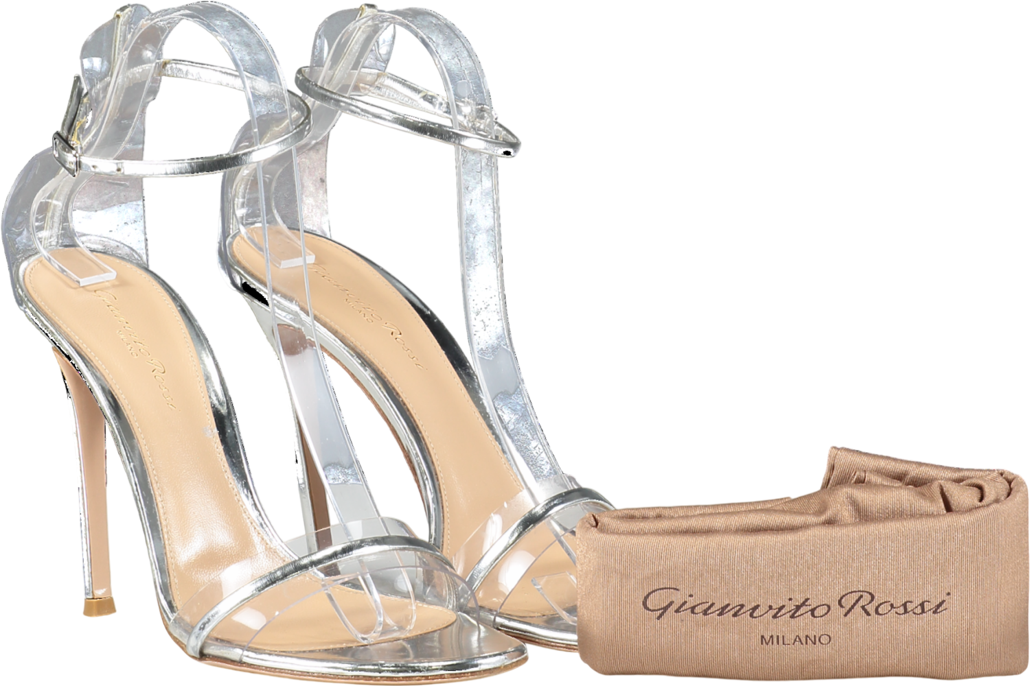 Gianvito Rossi Plexi Metallic Sandal In Silver UK 6 EU 39 👠