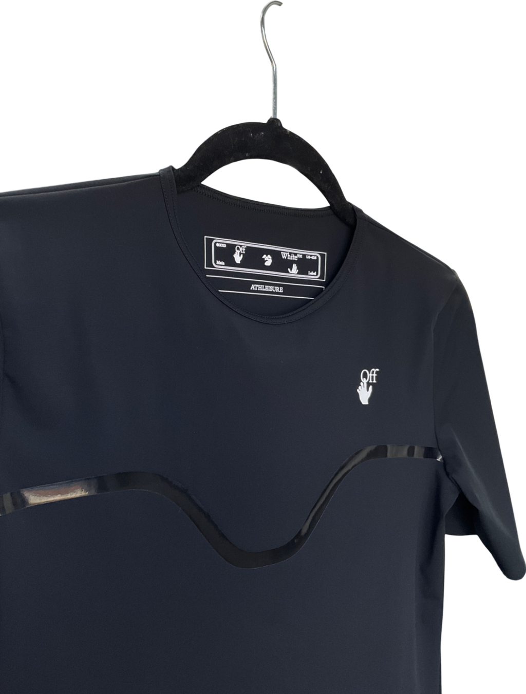 off white Black Mesh Logo Printed Athleisure T-shirt UK S