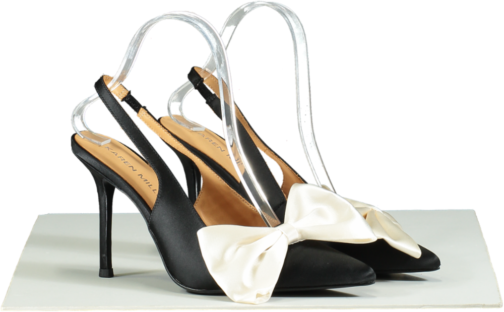 Karen Millen Black Bow Kitten Heel Slingback UK 5 EU 38