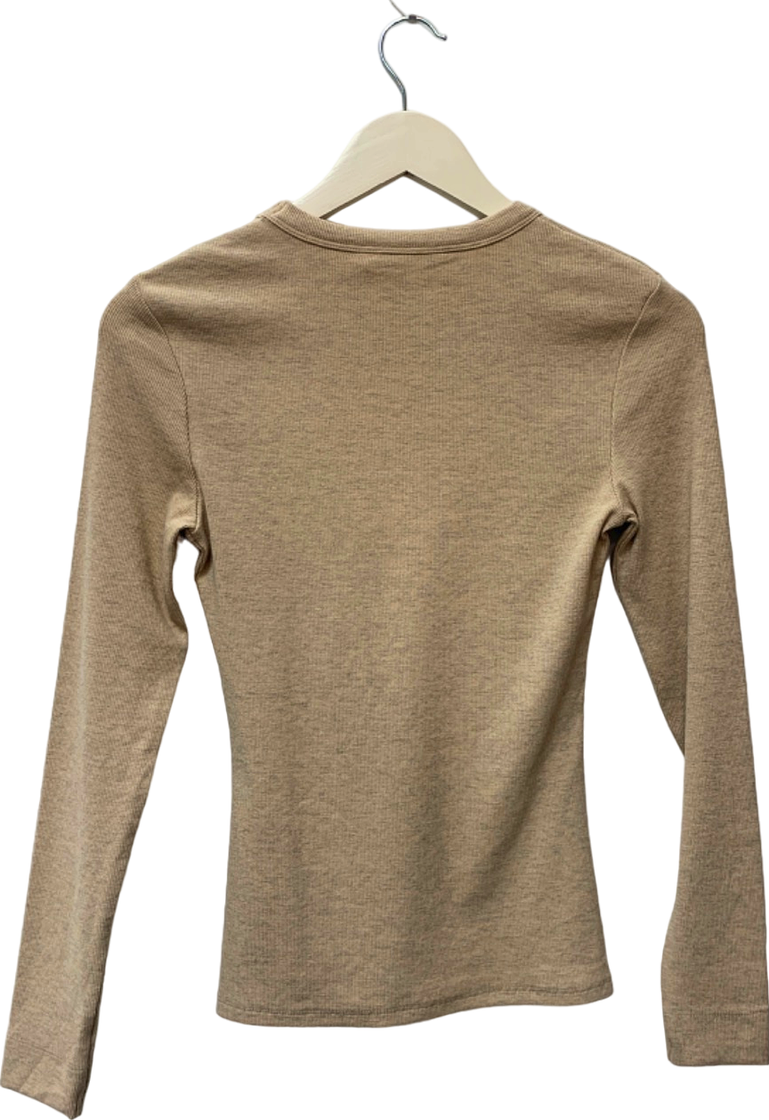 Tu Beige Ribbed Long Sleeve Top UK 8