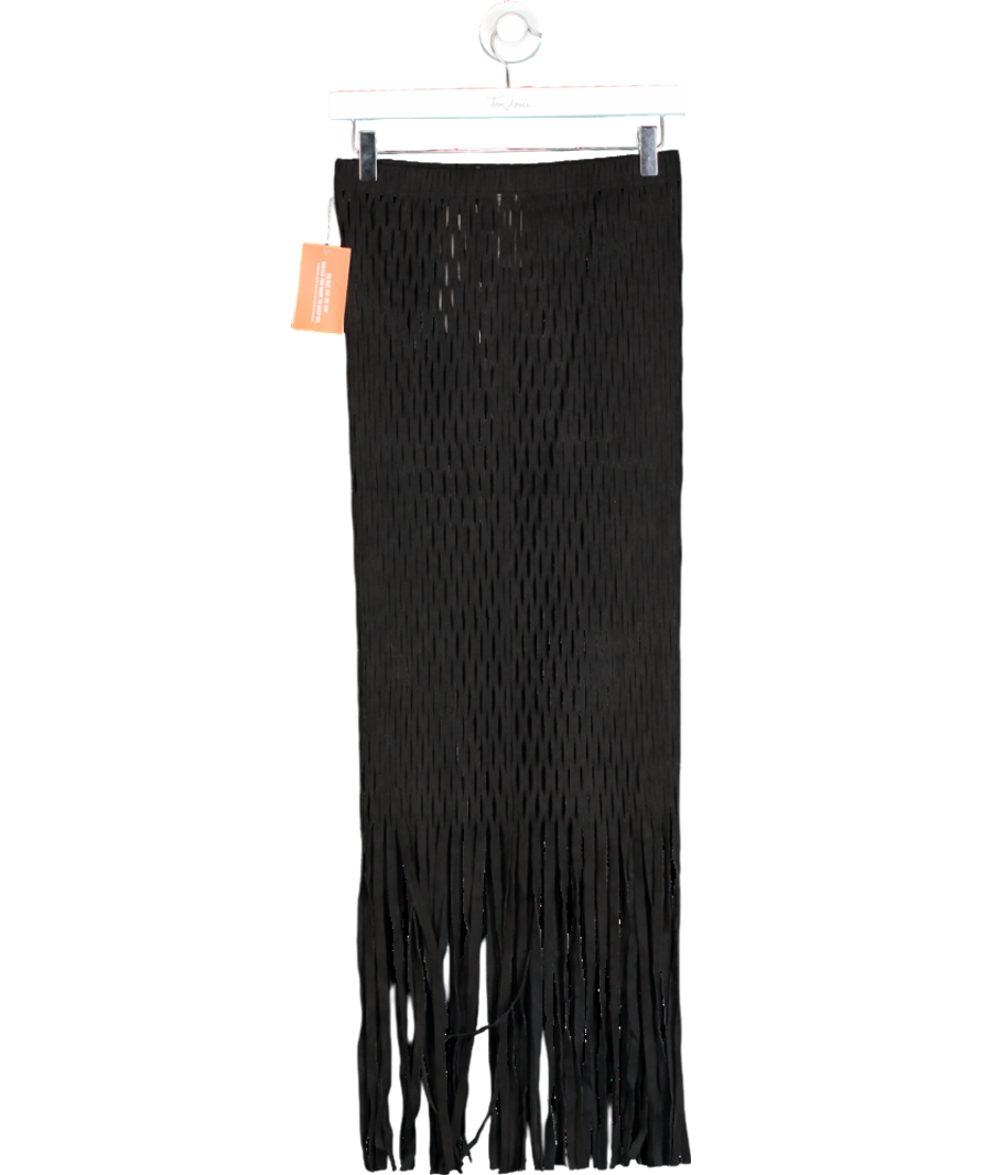 kai Black Yumi Faux Suede Laser Cut Skirt UK S