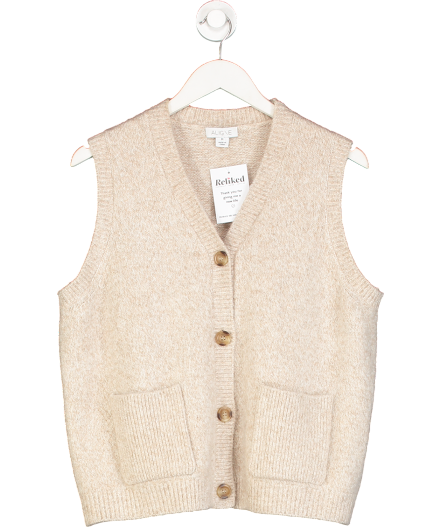 Aligne Beige Kyle Knitted Vest UK M