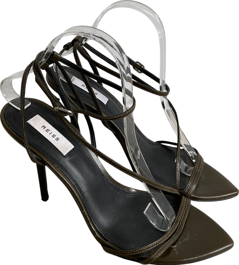 REISS Green Strappy Pointed Toe Sandals UK 7 EU 40 👠
