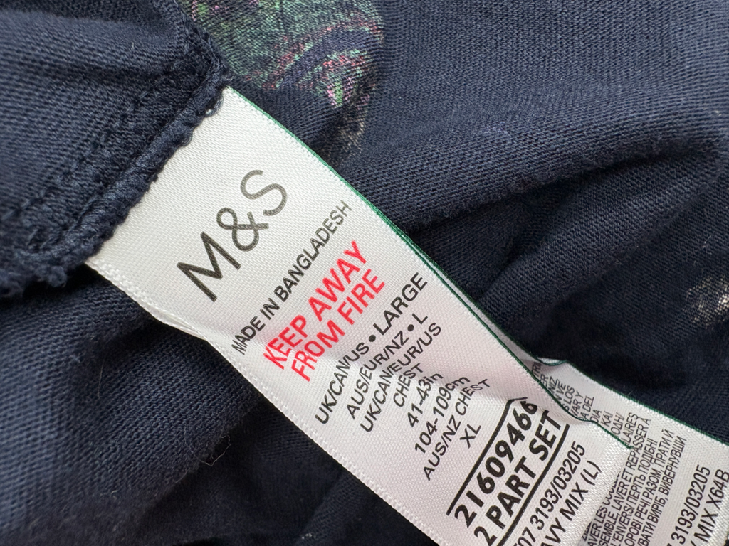 M&S Blue Animal Print Pyjama Set UK XL