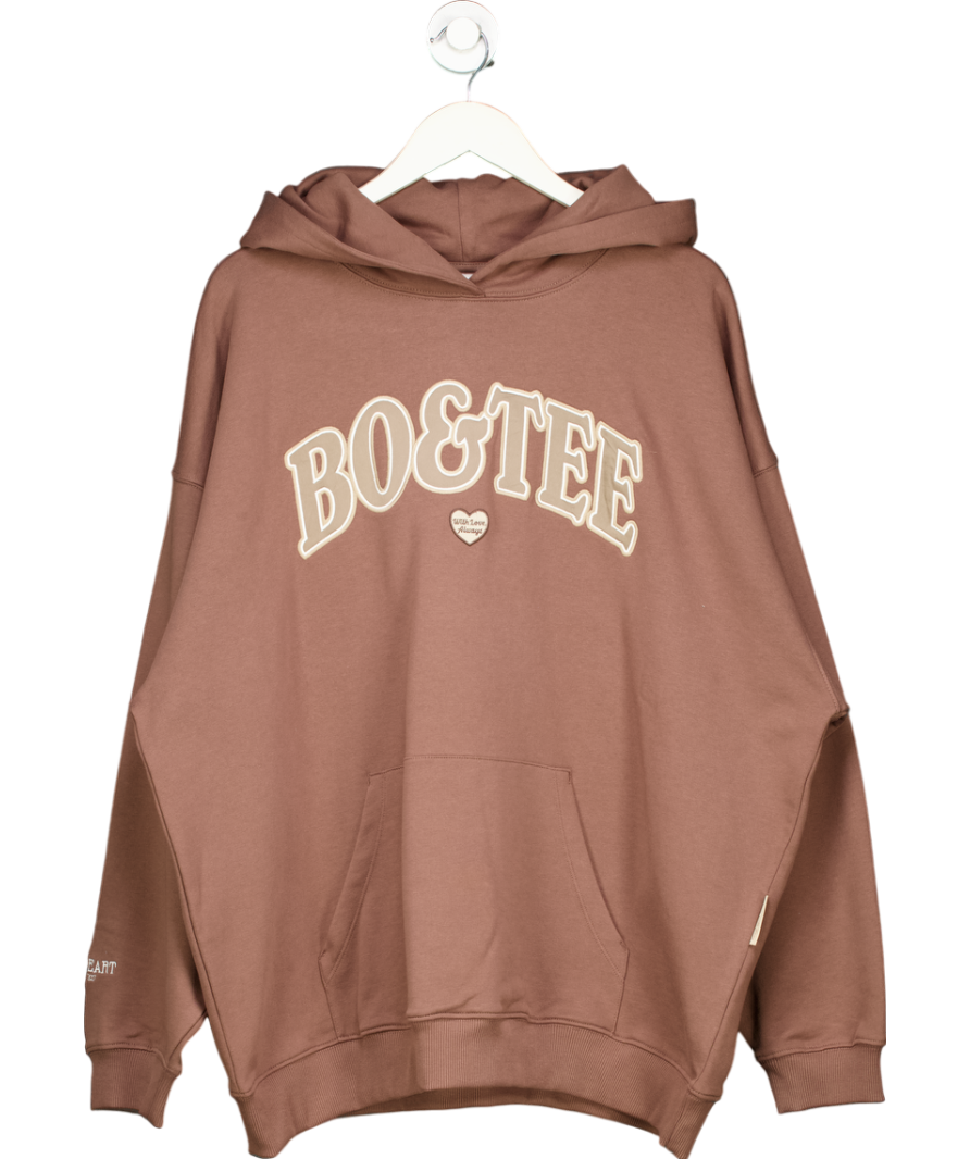 Bo + Tee Brown Oversize "with Love Always" Logo Hoodie UK L