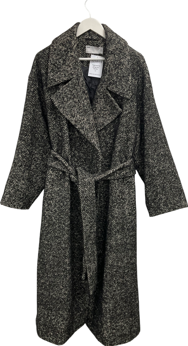 ASOS Black Formal Herringbone Coat UK 16