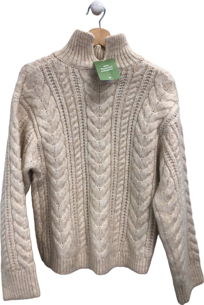 H&M Beige Cable Knit Turtleneck Sweater UK S