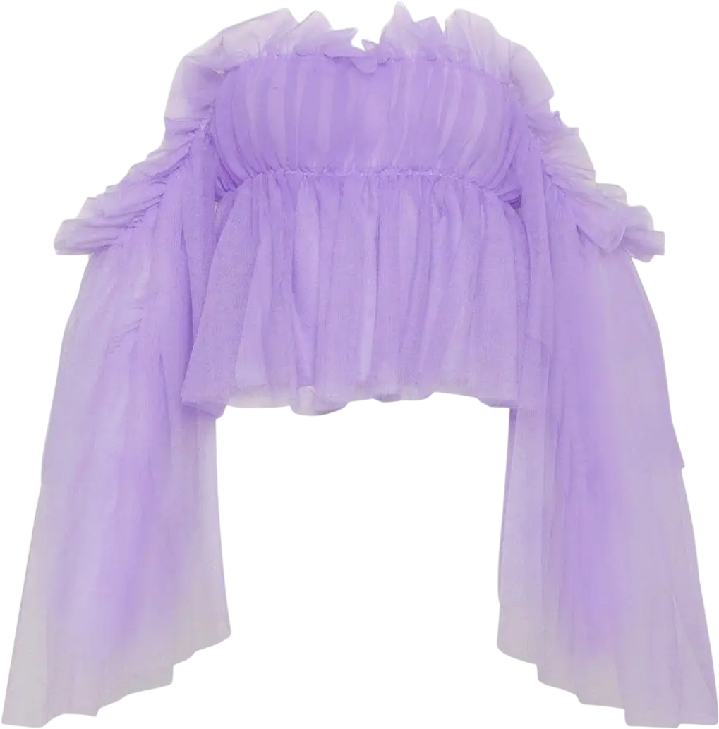 Coast Purple Lilac Mega Tulle Bardot Top UK 8