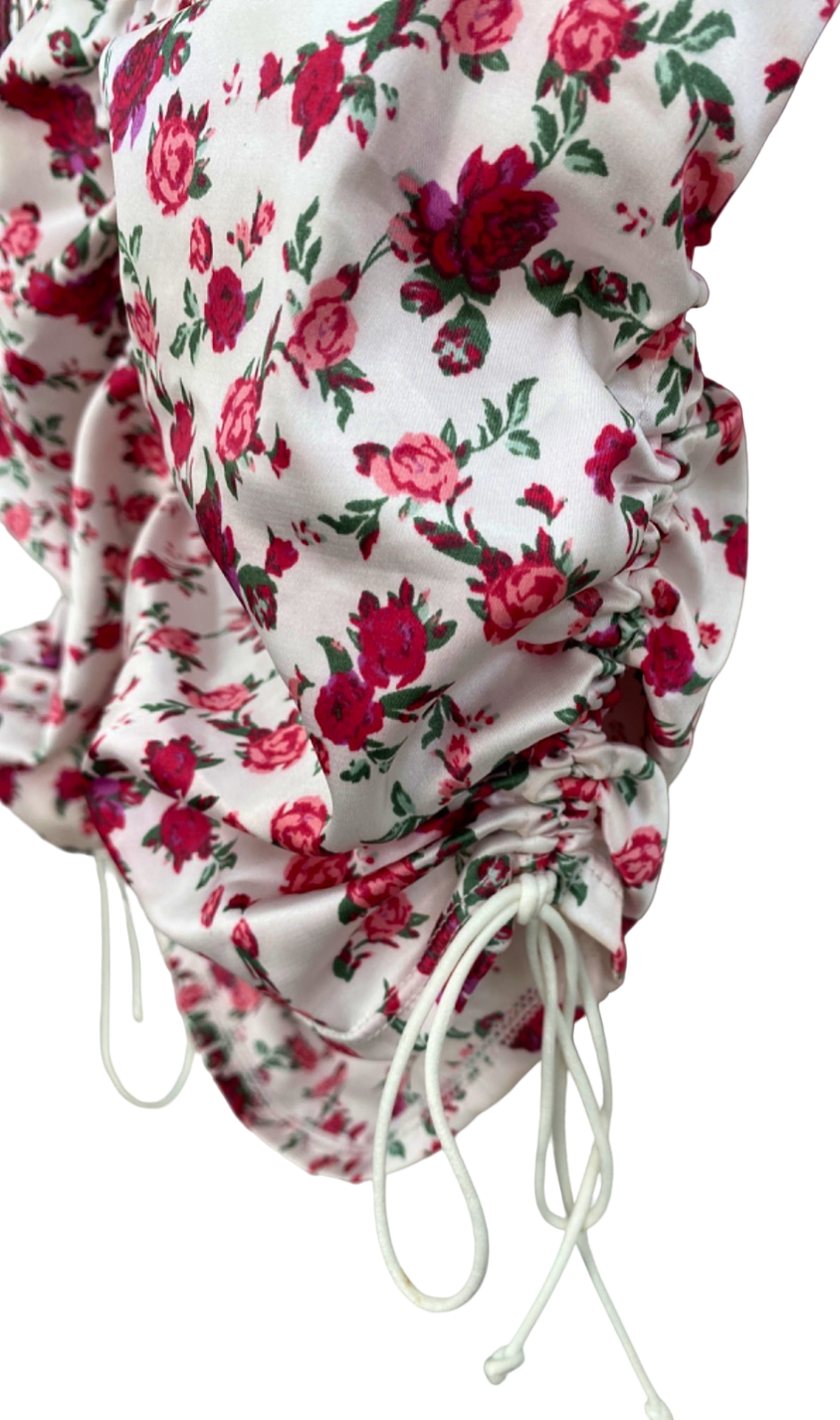 For Love & Lemons Pink Floral Ruffled Tie-Strap Crop Top UK Size 10