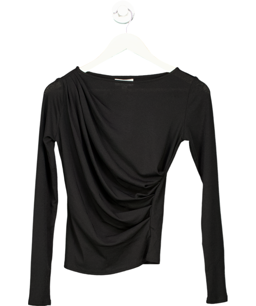 PRETTY LAVISH Black Gathered Top UK XS