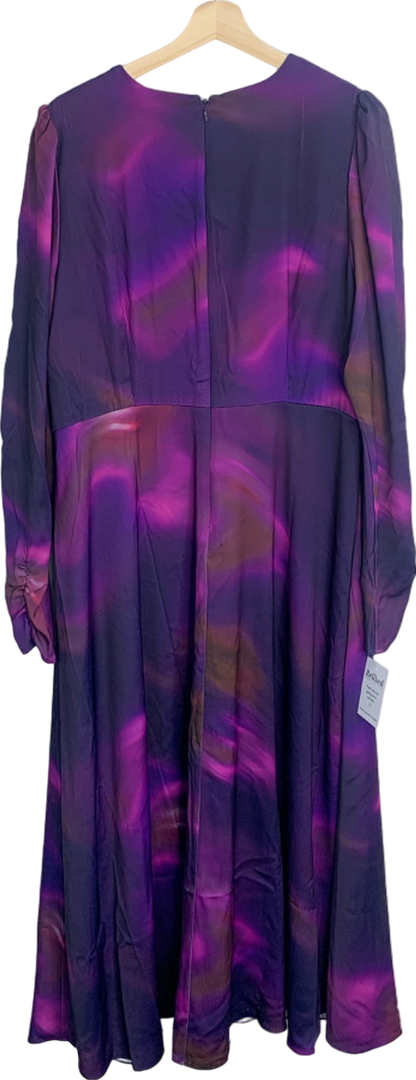 Fig & Basil Purple Button Down Long Dress UK 20