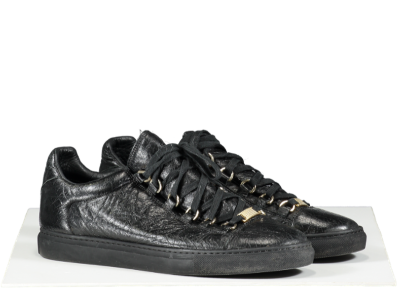 Balenciaga Black Arena Leather Low Sneaker UK 7 EU 40 👠