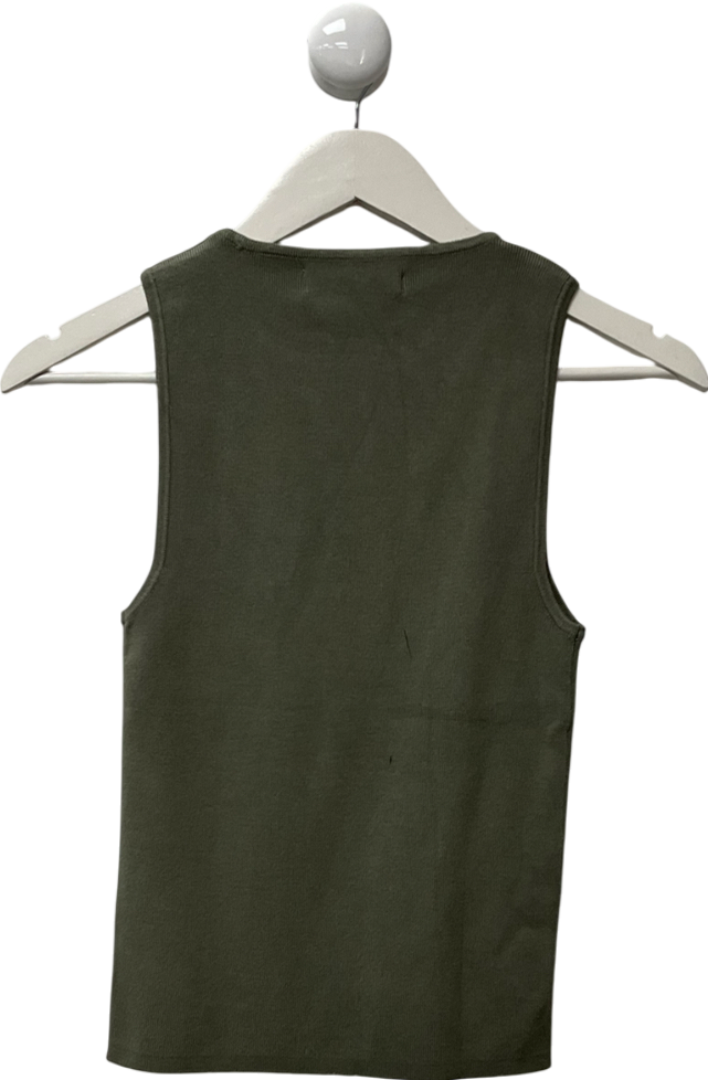 MANGO Green Knitted Top With Wide Straps UK S