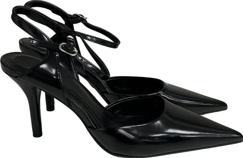 ZARA Black Slingback Strappy Heels UK 4 EU 37 👠