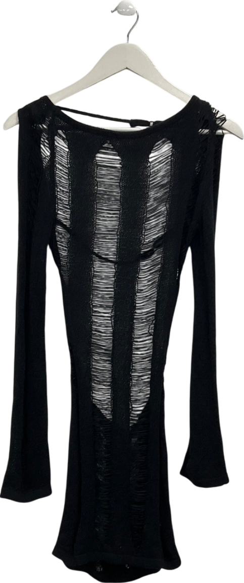 Jaded London Black Umbra Shredded Mini Dress UK S