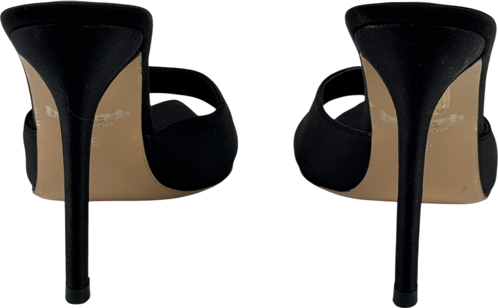 House of CB Bella Black Satin Pointed High Heel Mules UK 3 EU 36 👠