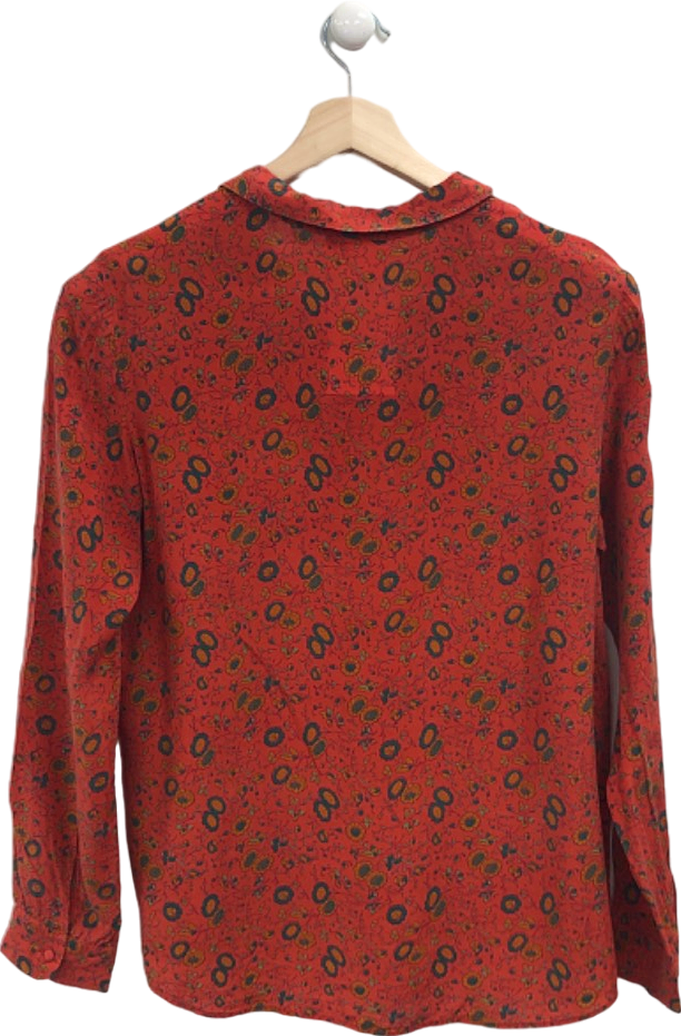 Sézane Red Floral Print Silk Blouse UK 12