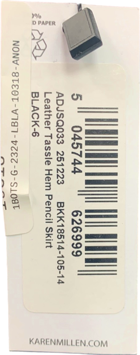 Karen Millen Black Leather Midi Skirt with Pleats UK 6