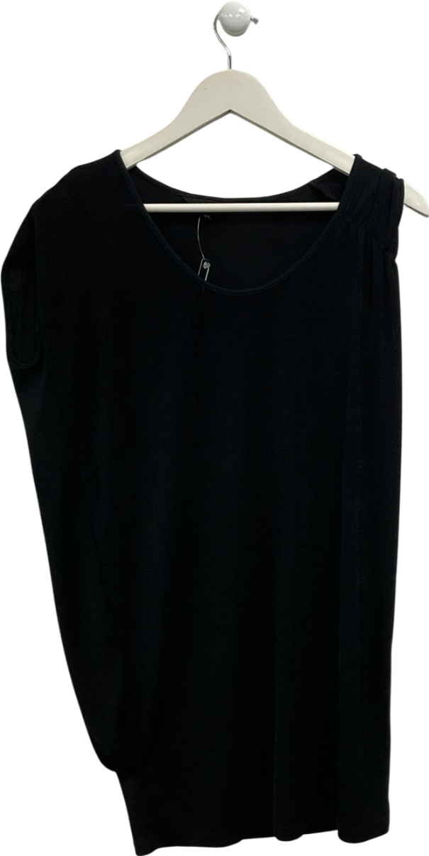 All Saints Black Asymmetric Long Line Top UK 8