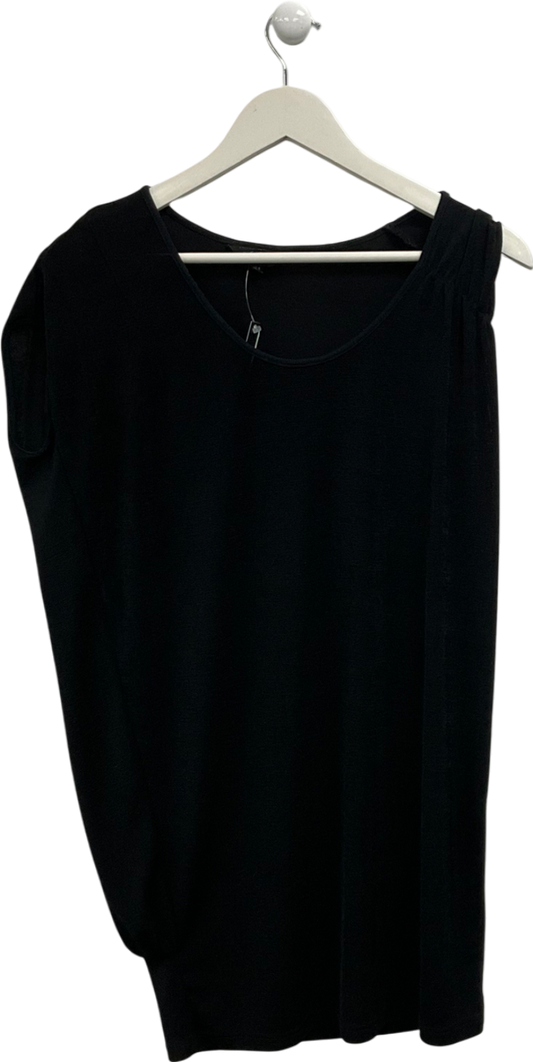 All Saints Black Asymmetric Long Line Top UK 8