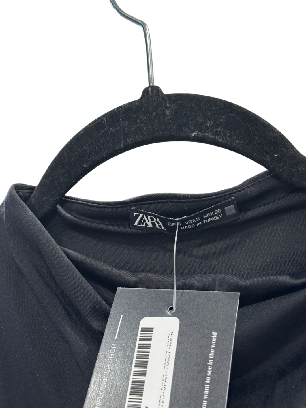 ZARA Black Ruched Midi Dress UK S