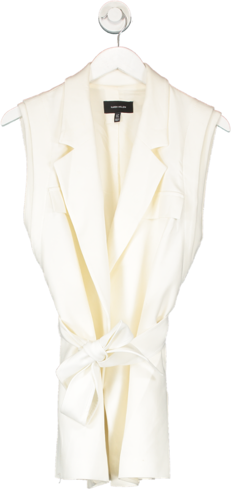 Karen Millen White Sleeveless Belted Blazer Dress UK 10