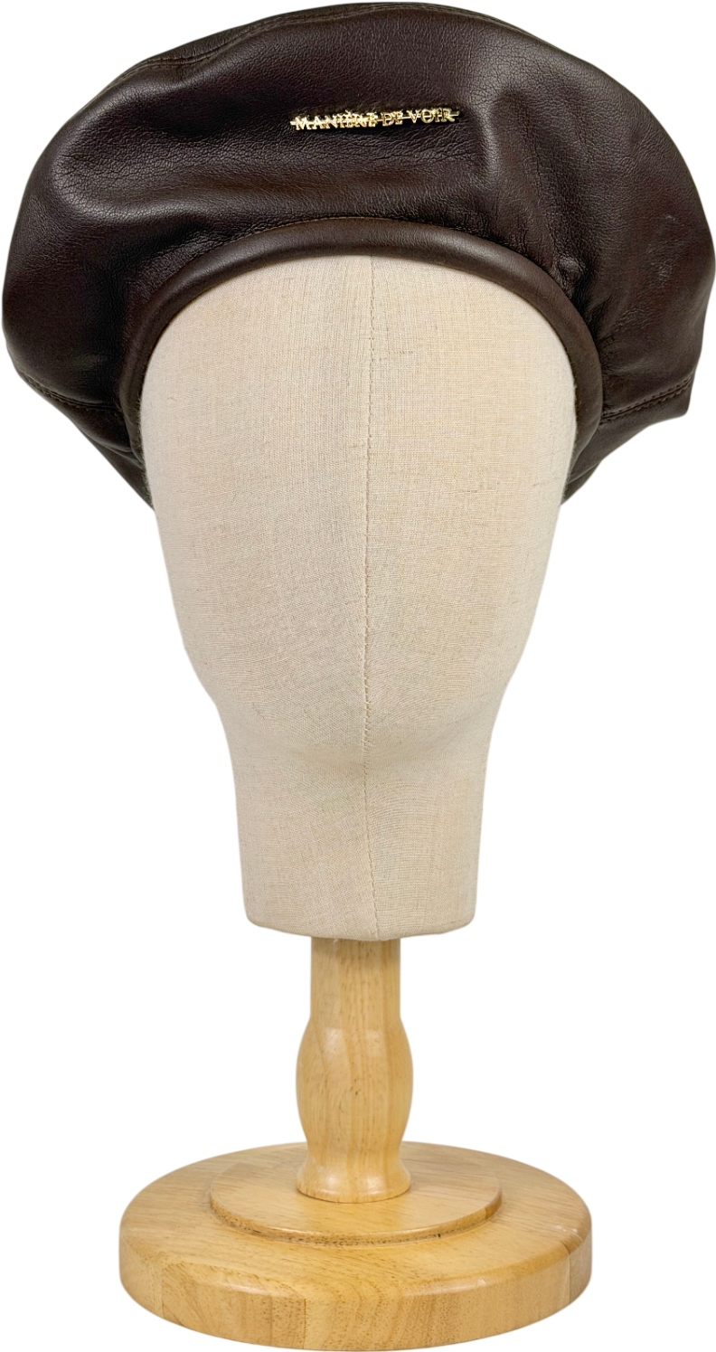 maniere de voir Brown Anya Faux-leather Beret Hat One Size