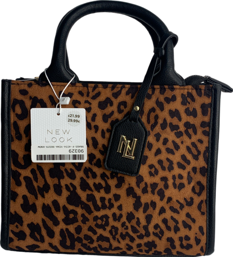 New Look Black Leopard Print Handbag One Size