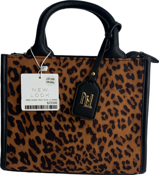 New Look Black Leopard Print Handbag One Size