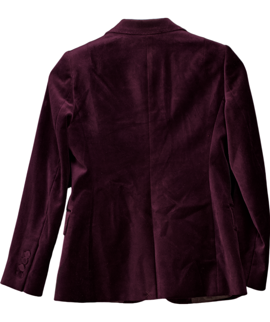 REISS Purple Yasmin 100% Cotton Velvet Blazer Petite UK 6