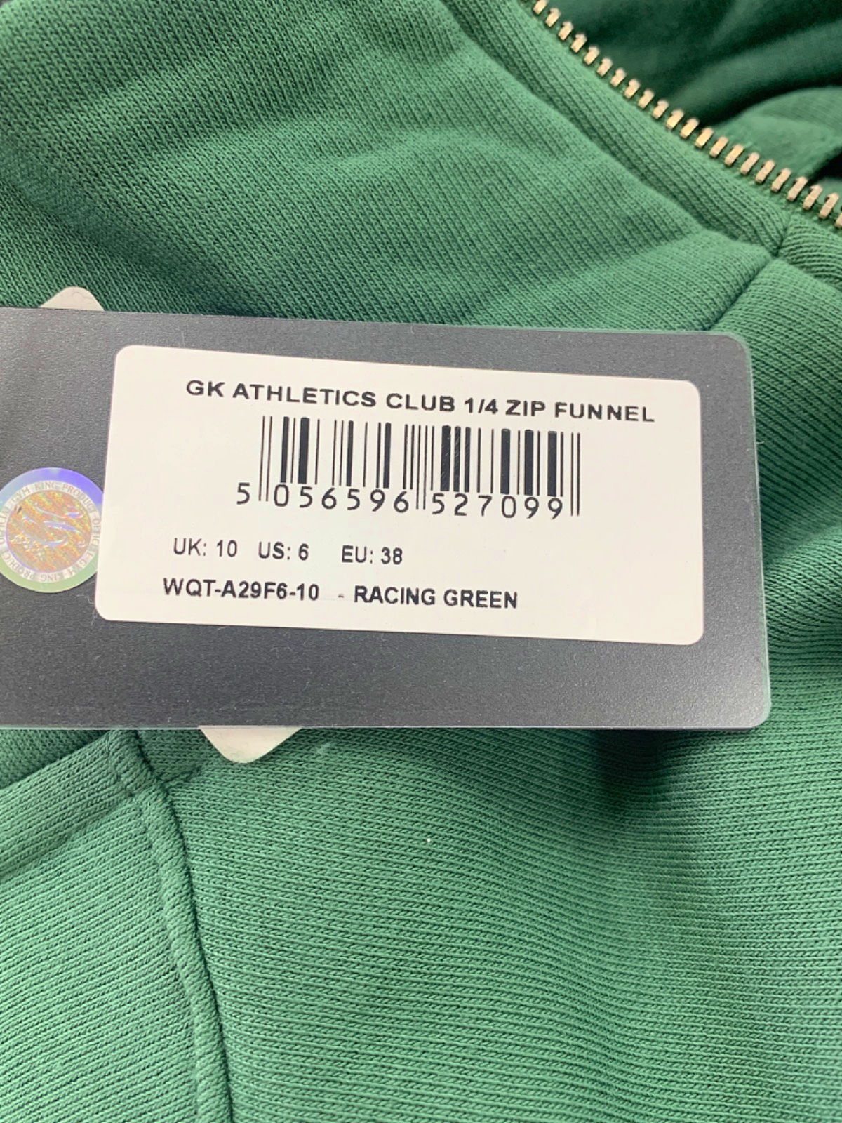 Gym King Racing Green GK Athletics Club 1/4 Zip Funnel UK 10