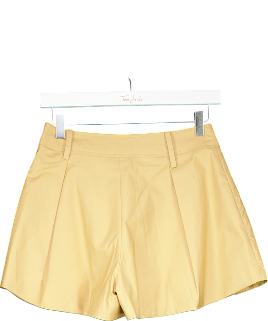 Karen Millen Beige Tailored Clean Polished Cotton Pleated Mini Skirt UK 6