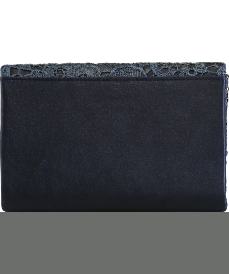 Blue Crochet Lace Pearl Clutch Bag