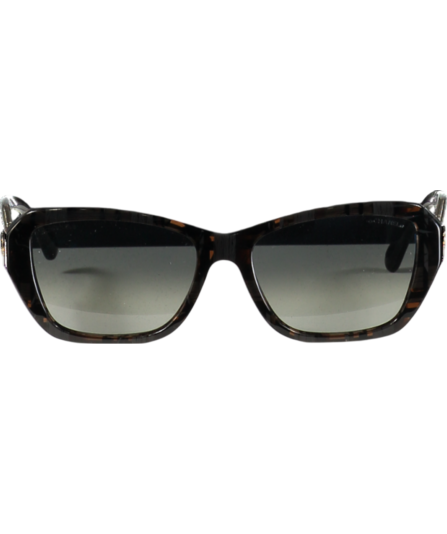 Chanel Black/Gradient Grey Polarised Rectangular Butterfly Sunglasses 0CH5516