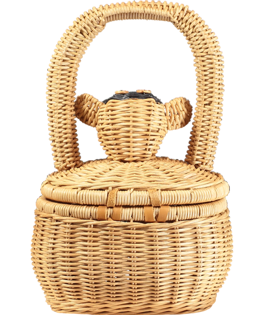 Anna + Nina Beige Wicker Monkey Bag