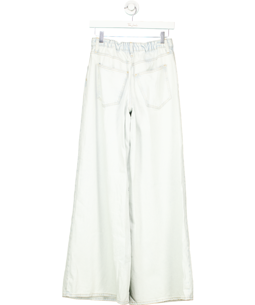 River Island Blue Light Wash Super Wide Leg Jeans UK 10