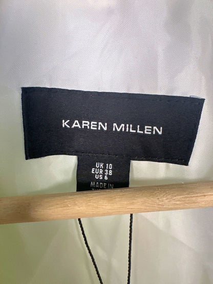 Karen Millen White The Founder Striped Single Breasted Blazer UK 10