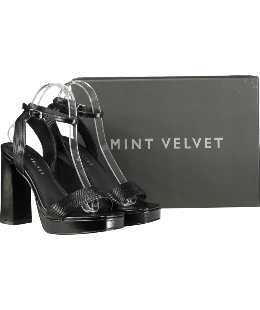 Mint Velvet Fia Black Strappy Platform Heels UK 5 EU 38 👠