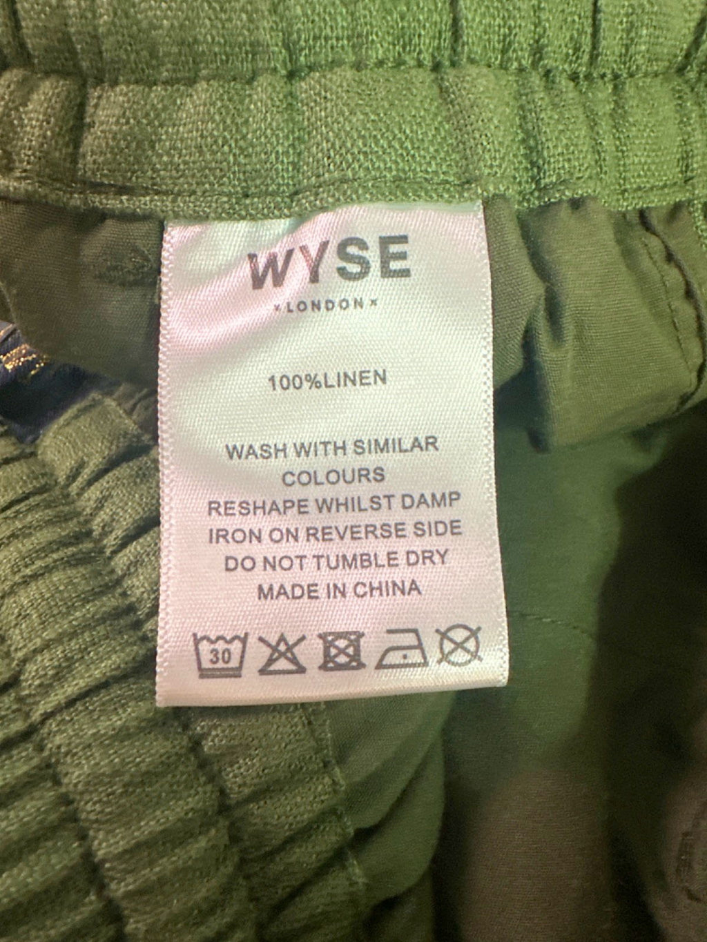 WYSE LONDON Green Linen Wide Leg Trousers UK 8