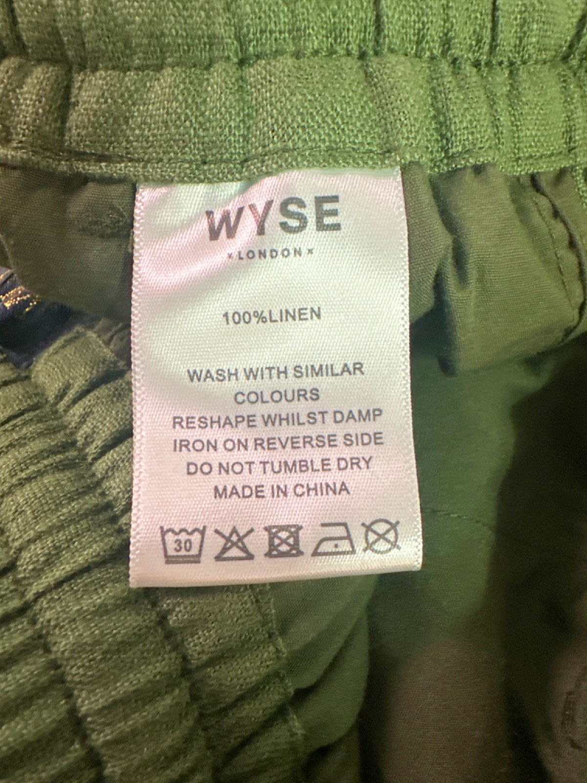 WYSE LONDON Green Linen Wide Leg Trousers UK 8