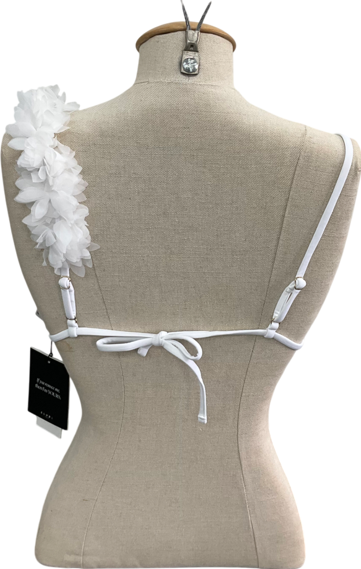 Club L White Triangle Flower Trimmed Bikini Top UK 8