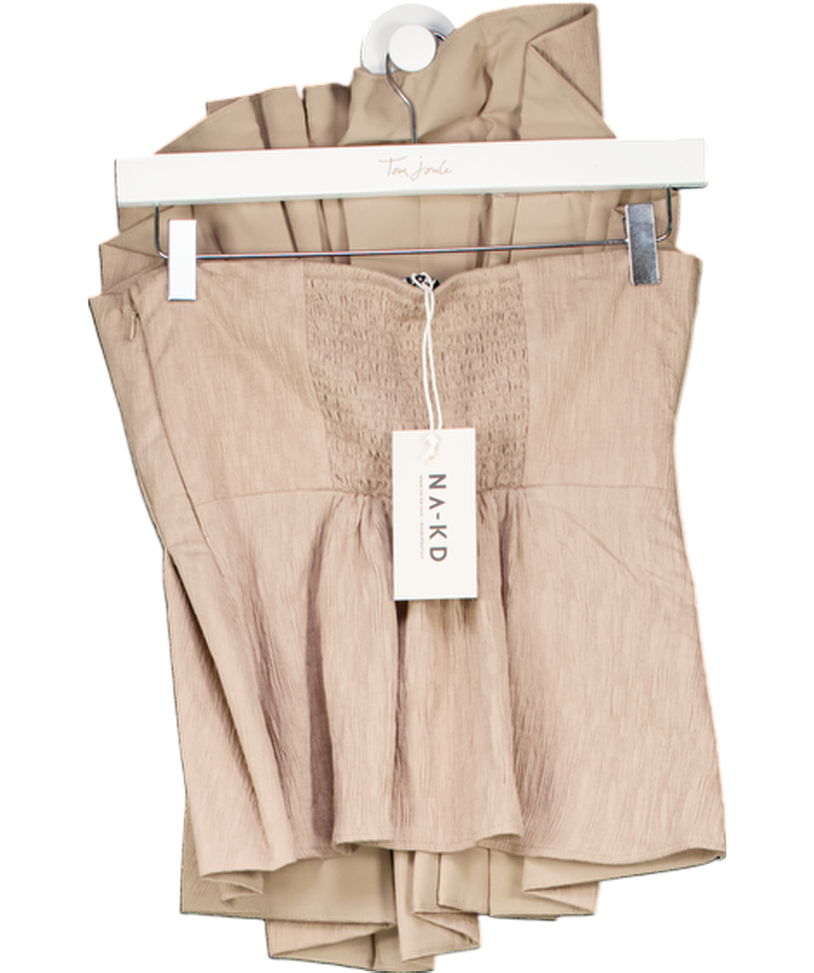 NA-KD X Lydia Tomlinson Beige Asymmetric Volume Top UK 6