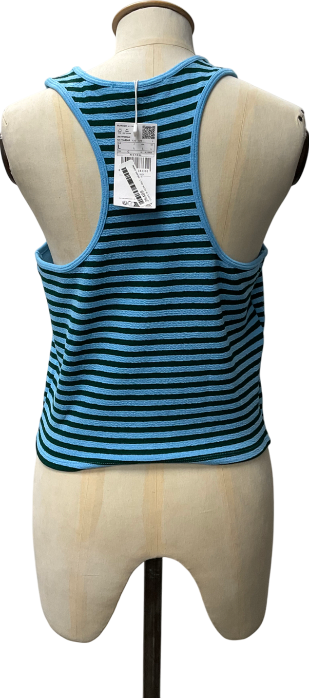 MANGO Blue Striped Knit Top UK L