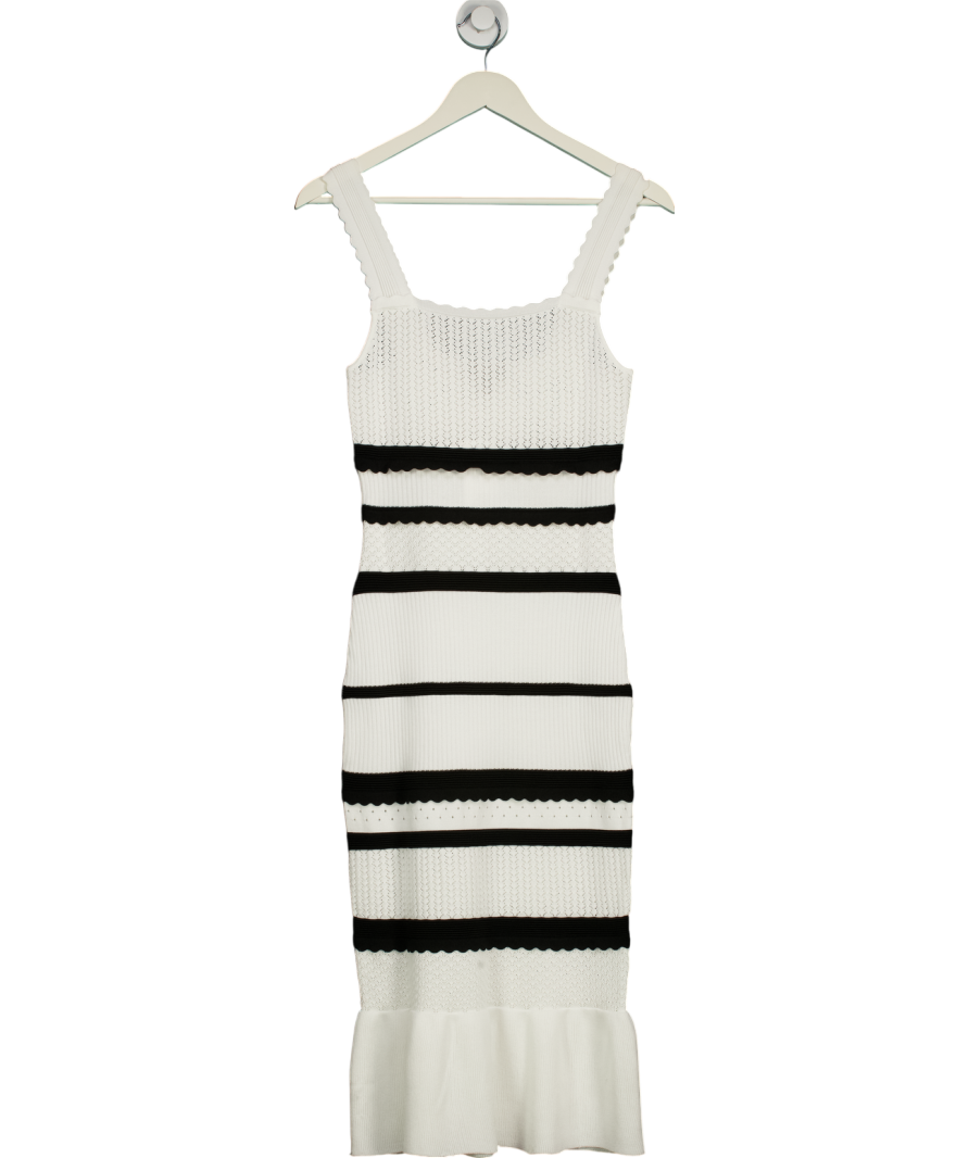 lipsy london White Monochrome Knitted Stretch Bodycon Midi Dress UK 8