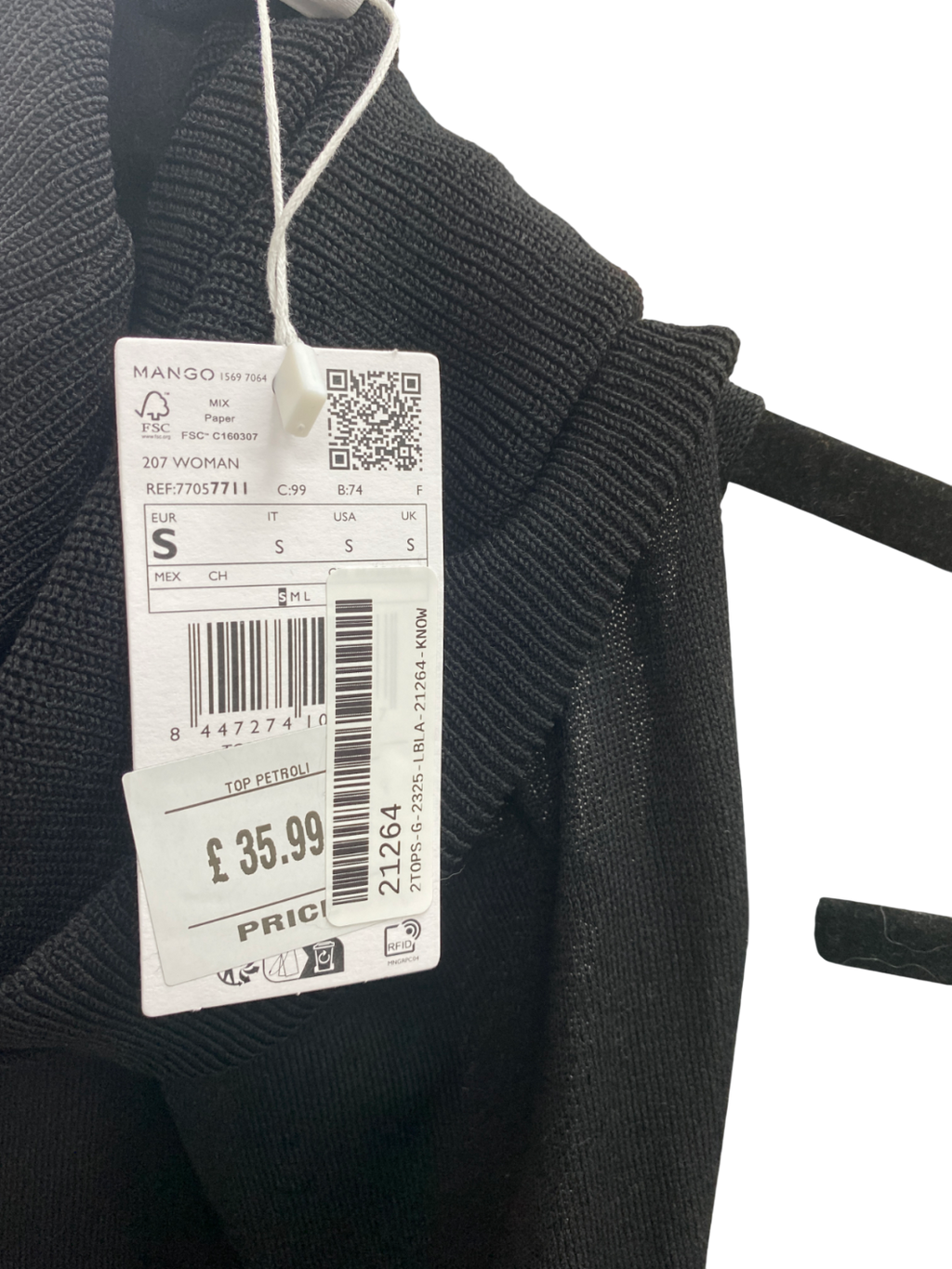 MANGO Black Roll Neck Sleeveless Top UK S