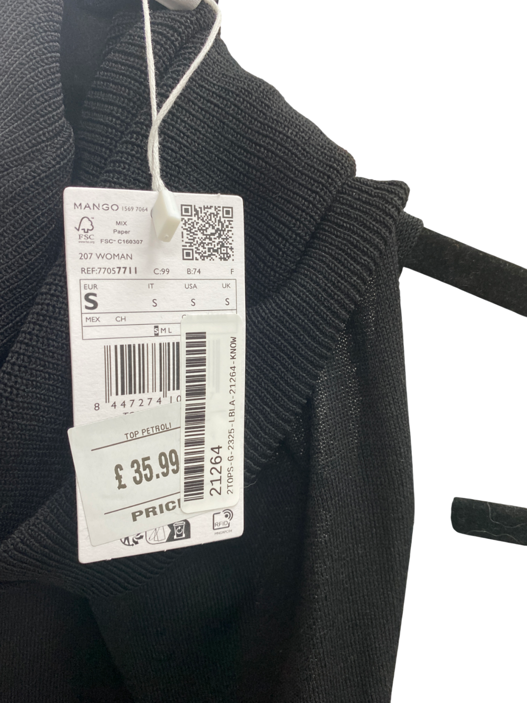 MANGO Black Roll Neck Sleeveless Top UK S