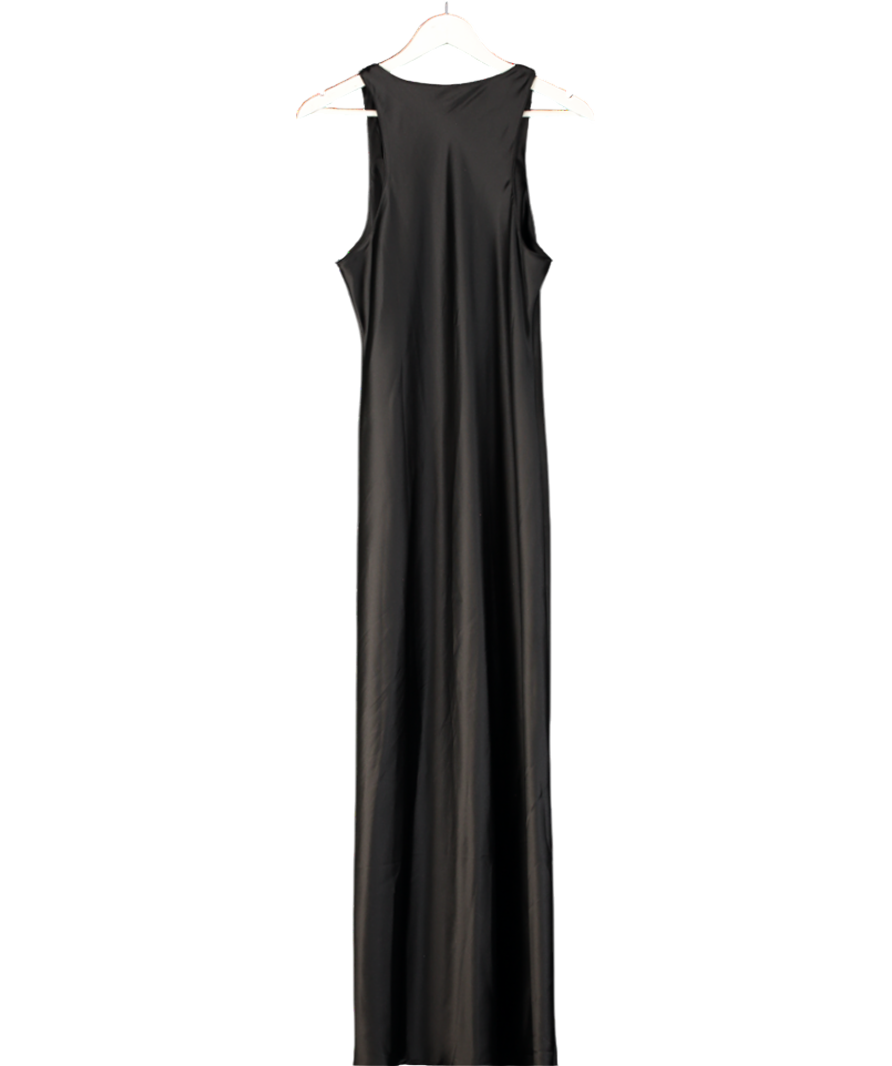 River Island Black Satin Scoop Neck Maxi Dress UK 14