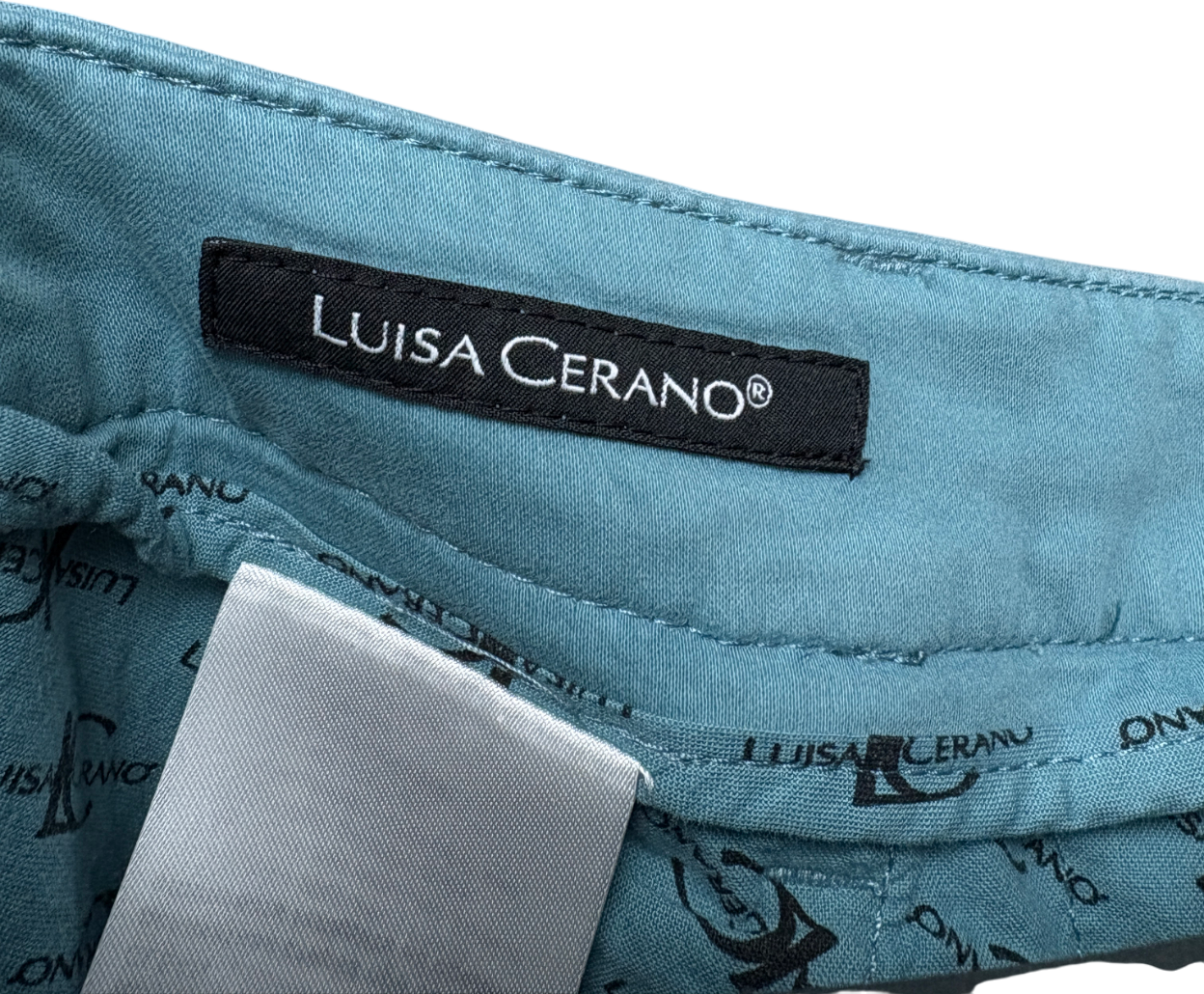 Luisa Cerano Smoky Aqua Tapered Jean Trousers UK 10